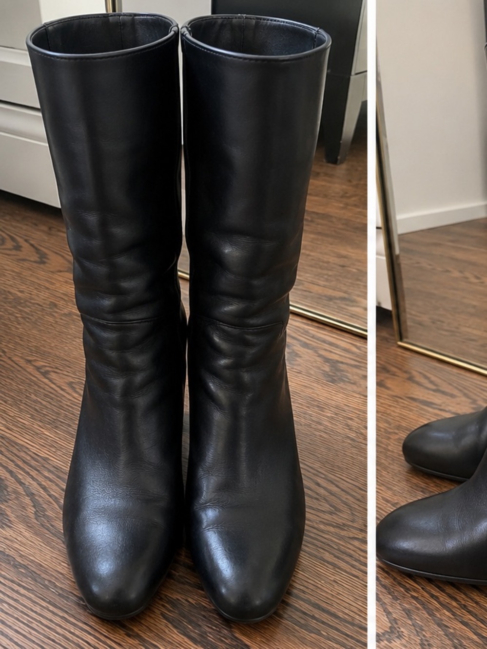 Marion Parke Black Leather Mid-Calf Boots | Size 41